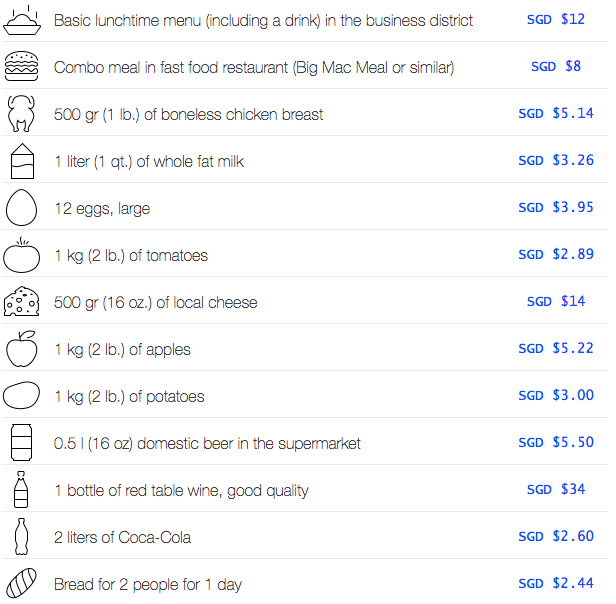 cost of living in singapore for single person