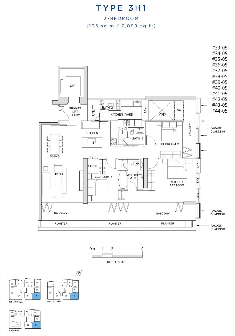 south beach residences 3 bedroom floorplan