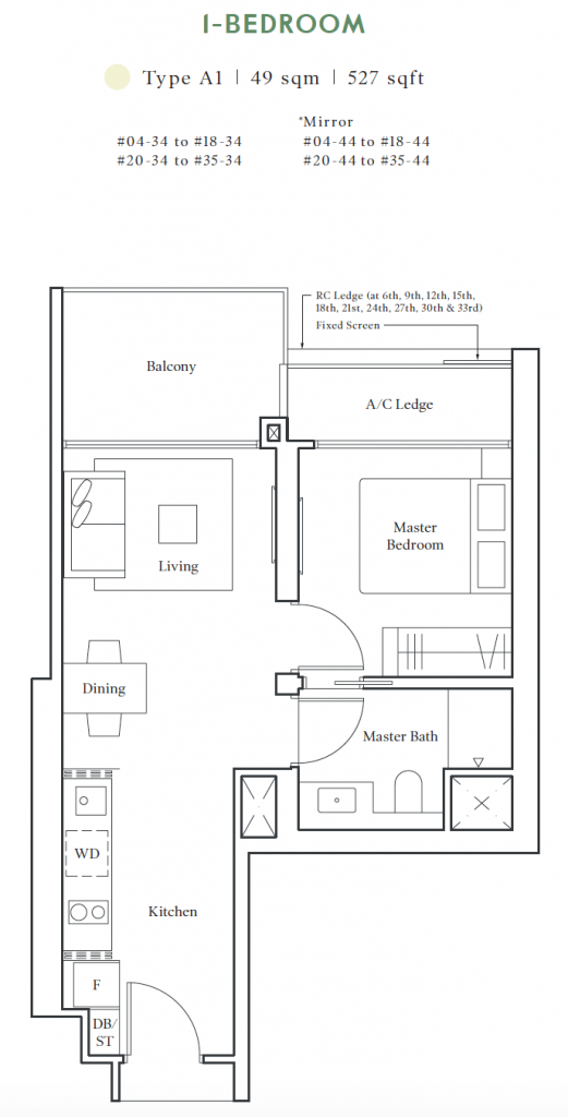 south avenue residence 1 bedroom floorplan