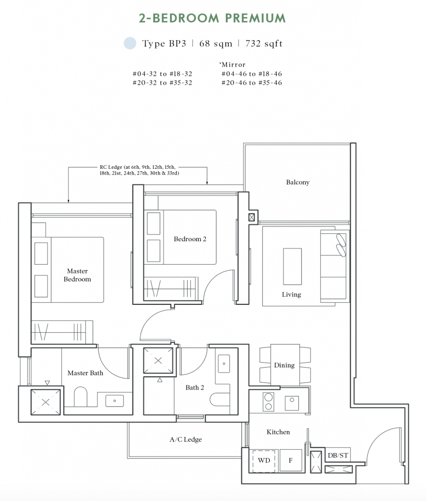 avenue south residence 2 bedroom floorplan