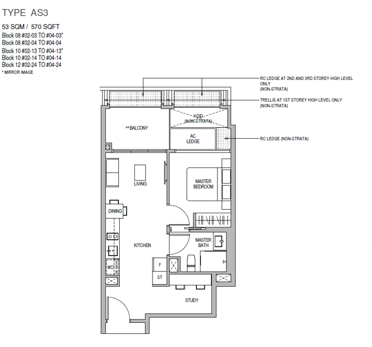 mayfair gardens 1 bedroom plus study floorplan