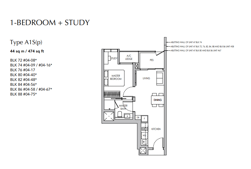 sengkang grand residences 1 bedroom floorplan