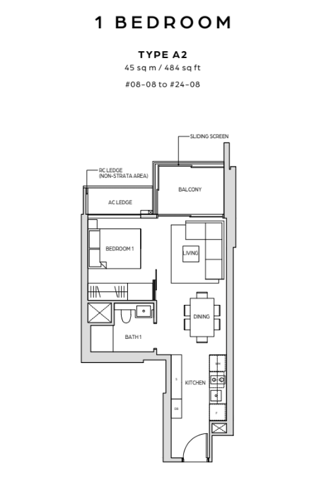 midtown bay 1 bedroom floorplan