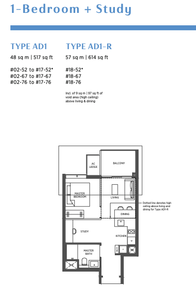 parc esta 1 bedroom plus study floorplan