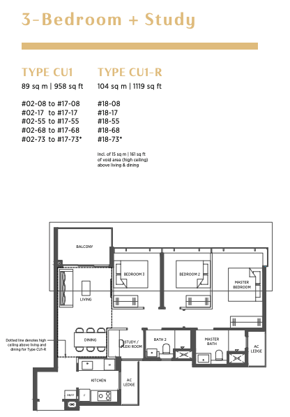 parc esta 3 bedroom plus study floorplan