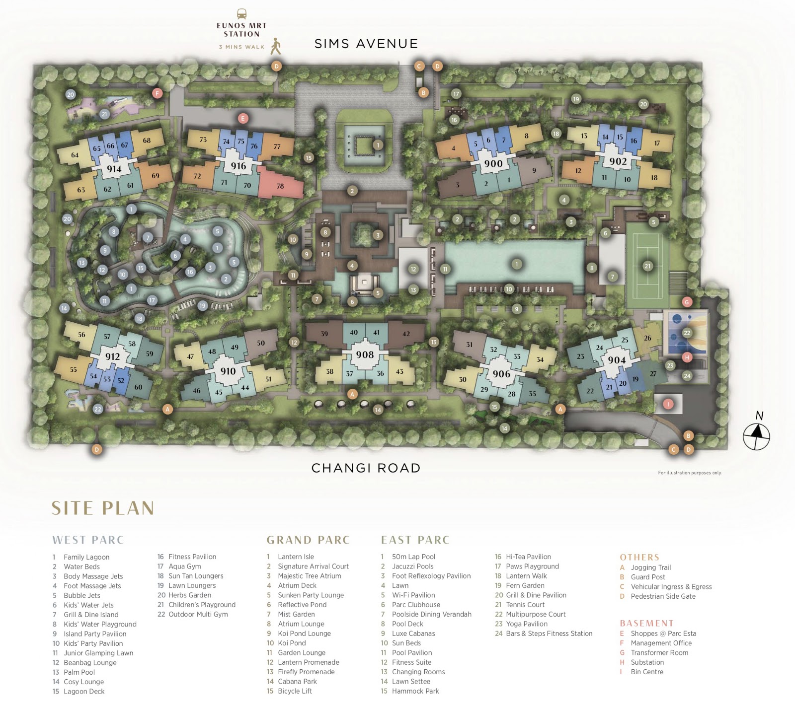 Parc Esta site plan between Sims Avenue and Changi Road, near Eunos MRT
