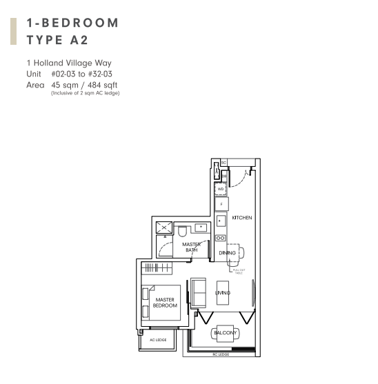 One holland village residences 1 bedroom floorplan