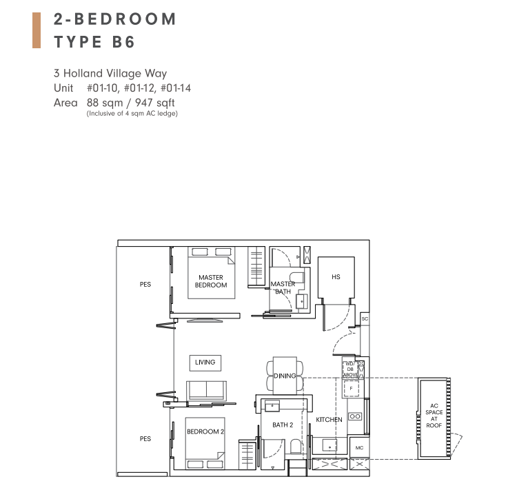 One holland village residences leven 2 bedroom floorplan