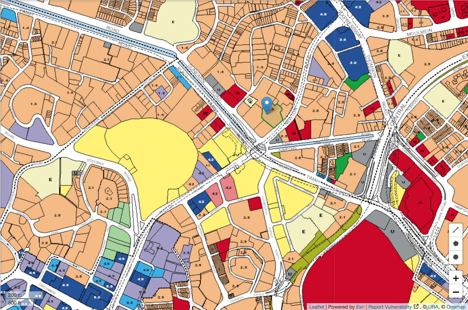 URA Master Plan 2019 zoning map around Trilight in Newton