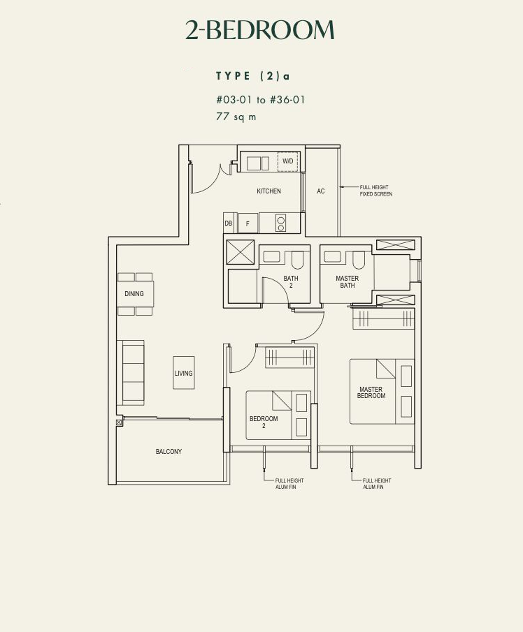 the avenir 2 bedroom floorplan