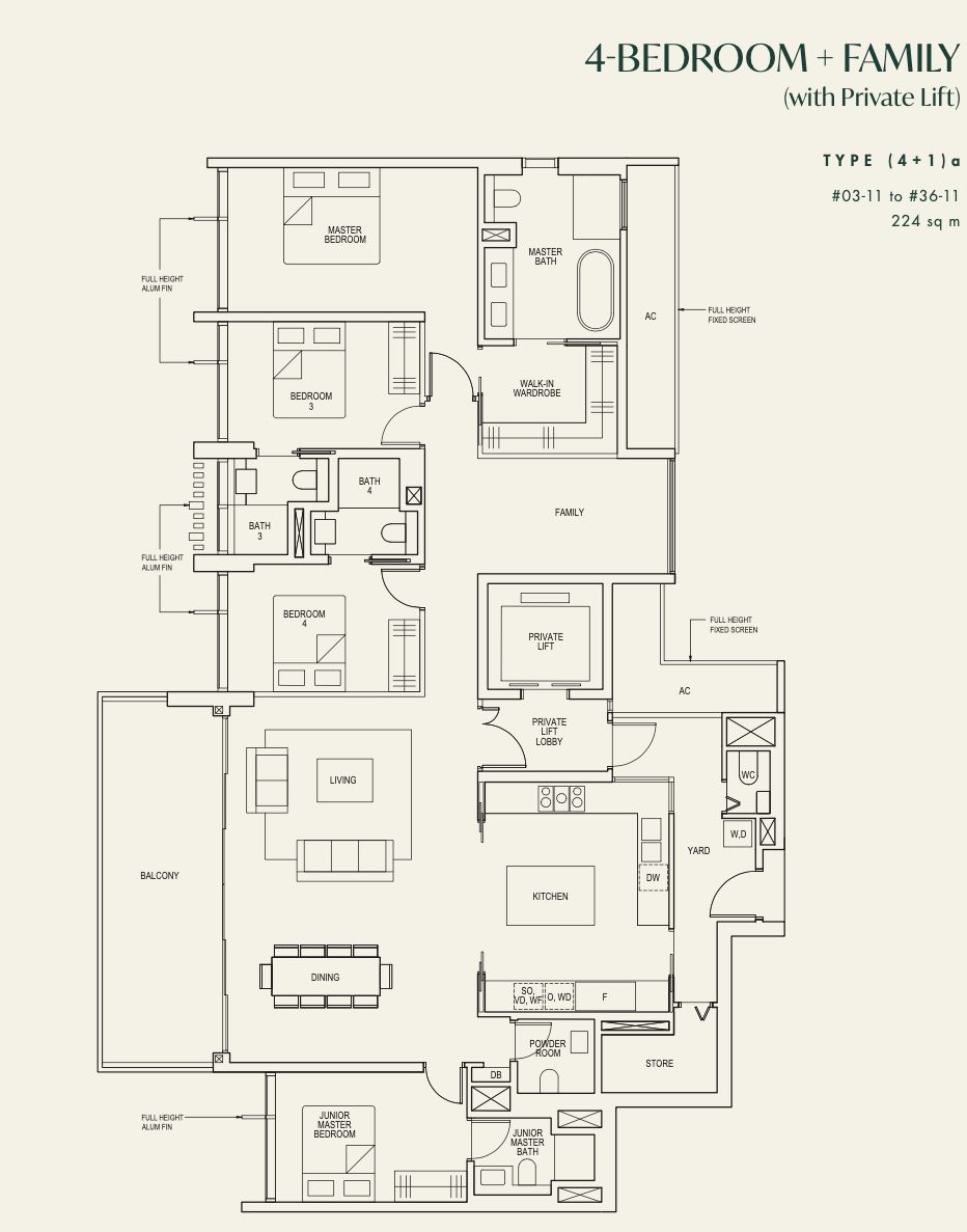 the avenir 4 bedroom plus family floorplan