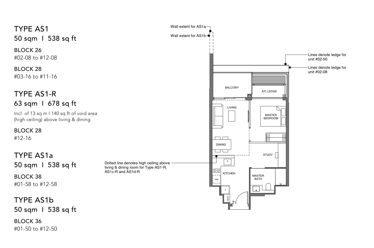 leedon green 1 bedroom study floorplan