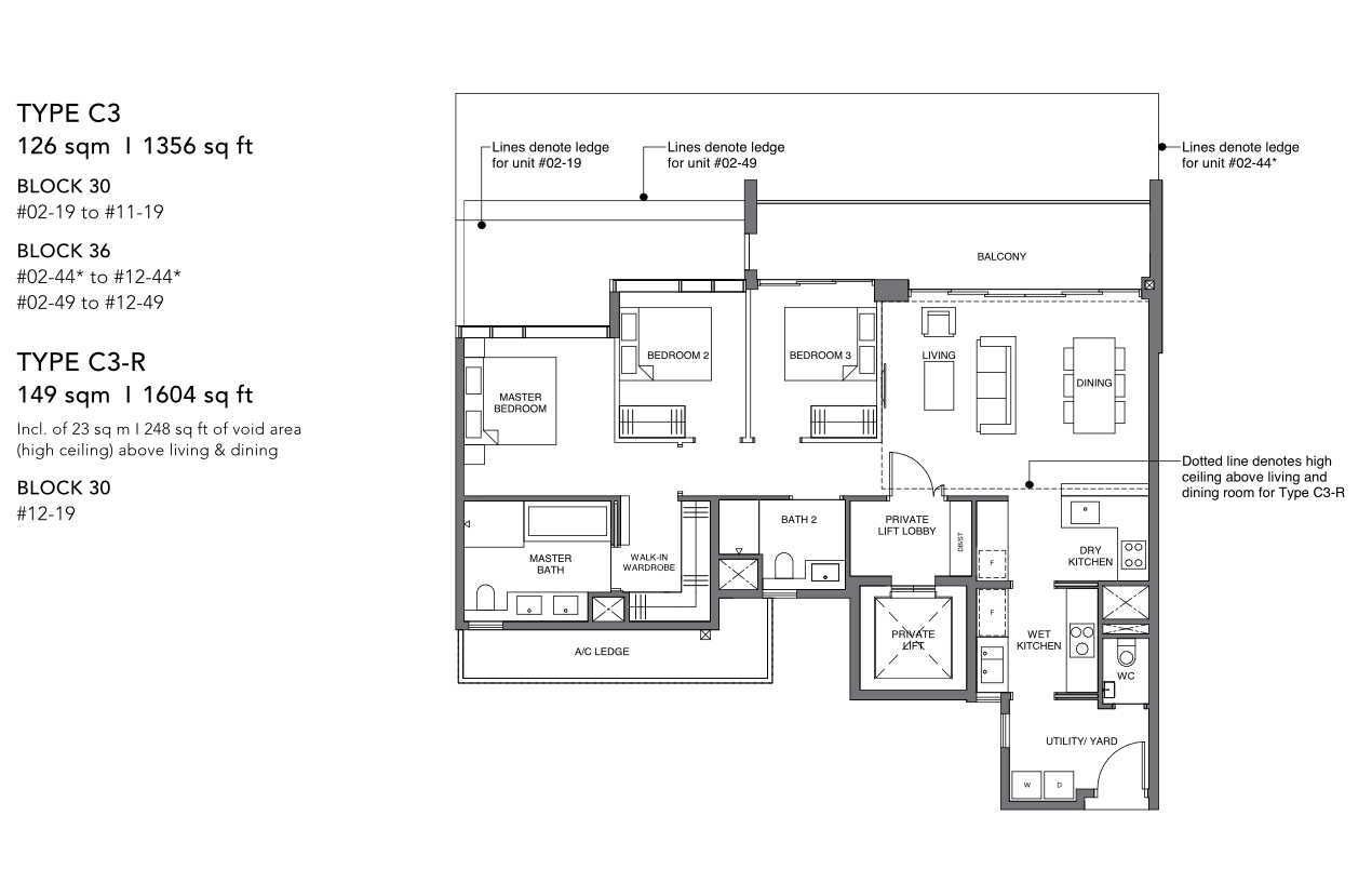 leedon green 3 bedroom exclusive floorplan