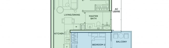 2 bedroom dual key condo floorpan