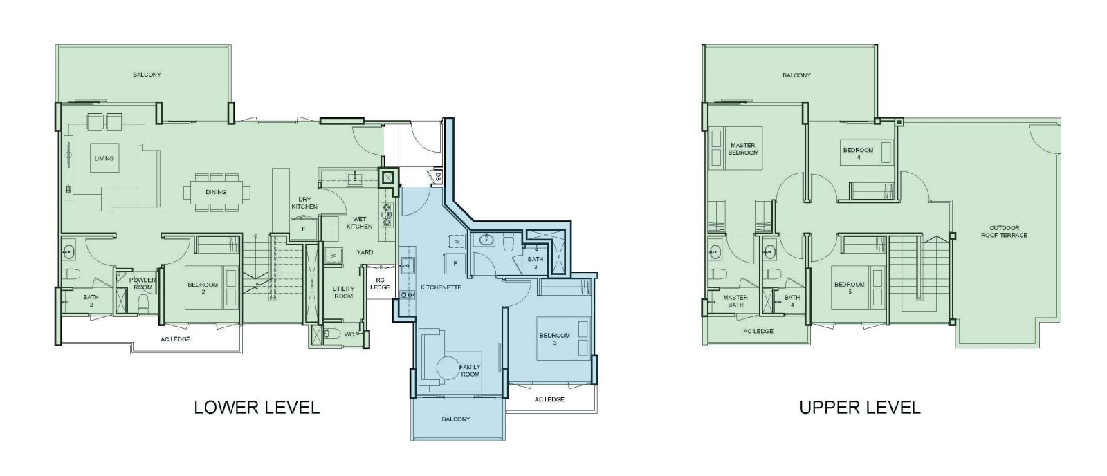 5 bedroom dual key condo unit floorplan