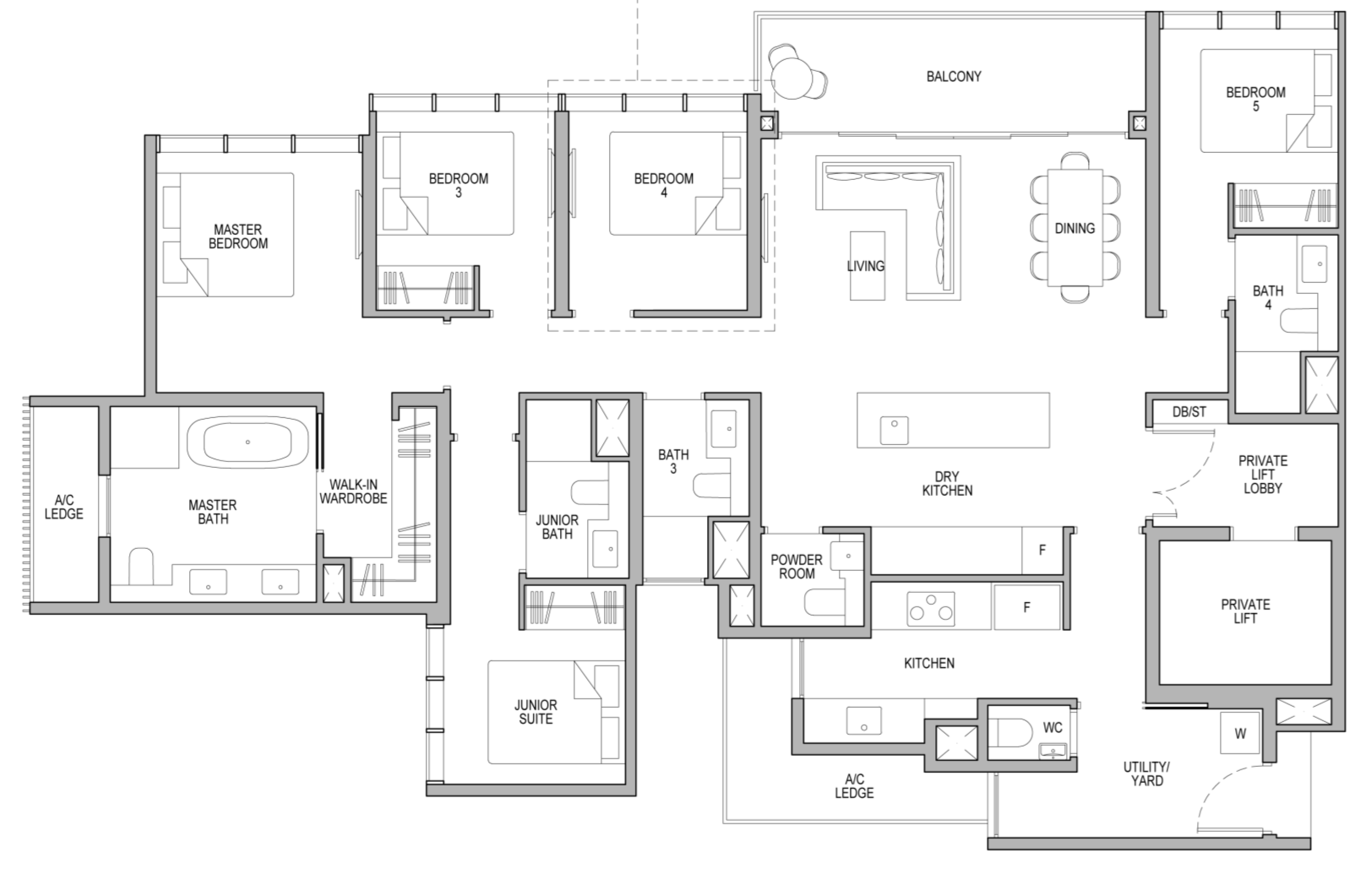 kopar at newton 5 bedroom floorplan