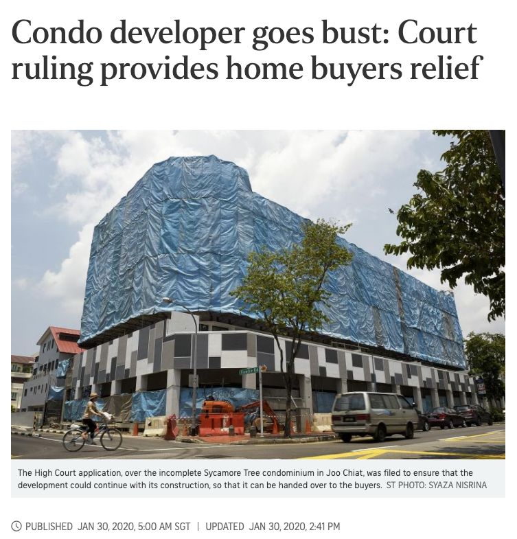singapore developer condo top delay