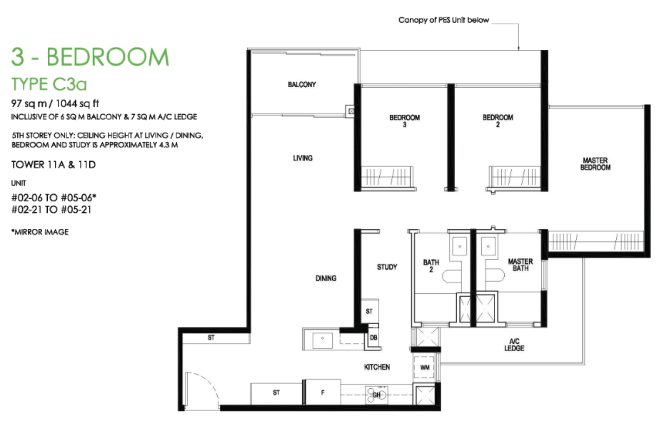 daintree residence 3 bedroom floorplan