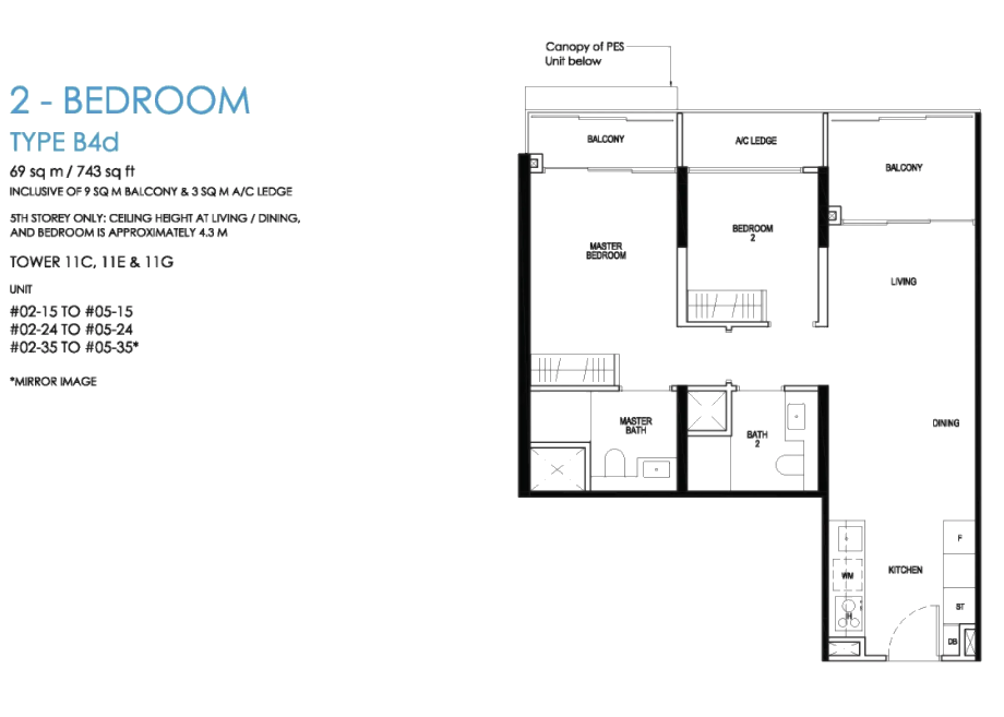 daintree residence 2 bedroom floorplan