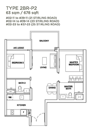 Stirling Residences 2 bedroom floorplan