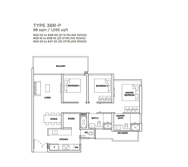 Stirling Residences 3 bedroom floorplan