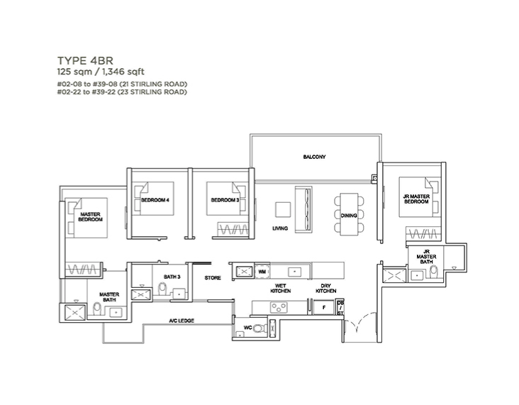Stirling Residences 4 bedroom floorplan
