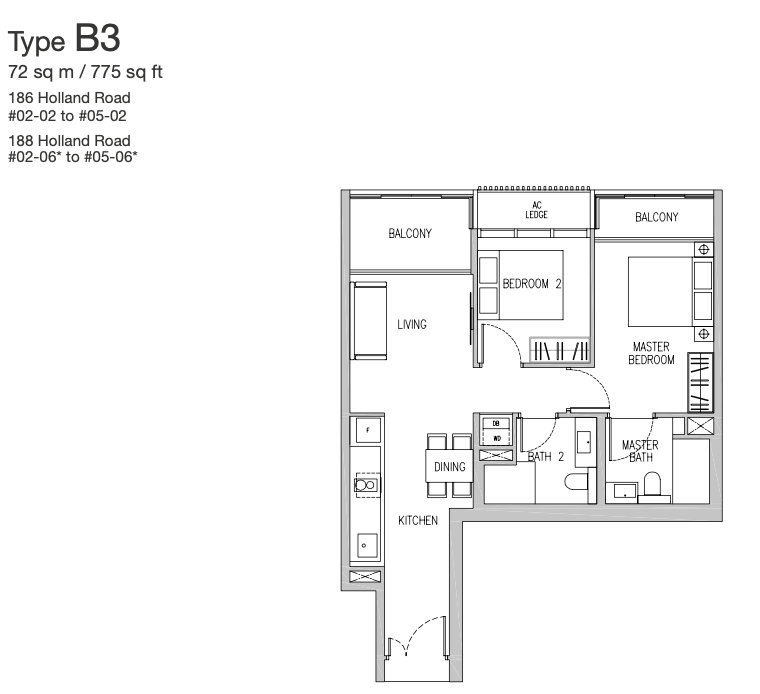 van holland 2 bedroom floorplan