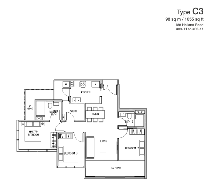 van holland 3 bedroom study floorplan