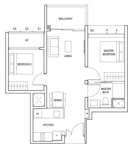 penrose 2 bedroom floorplan