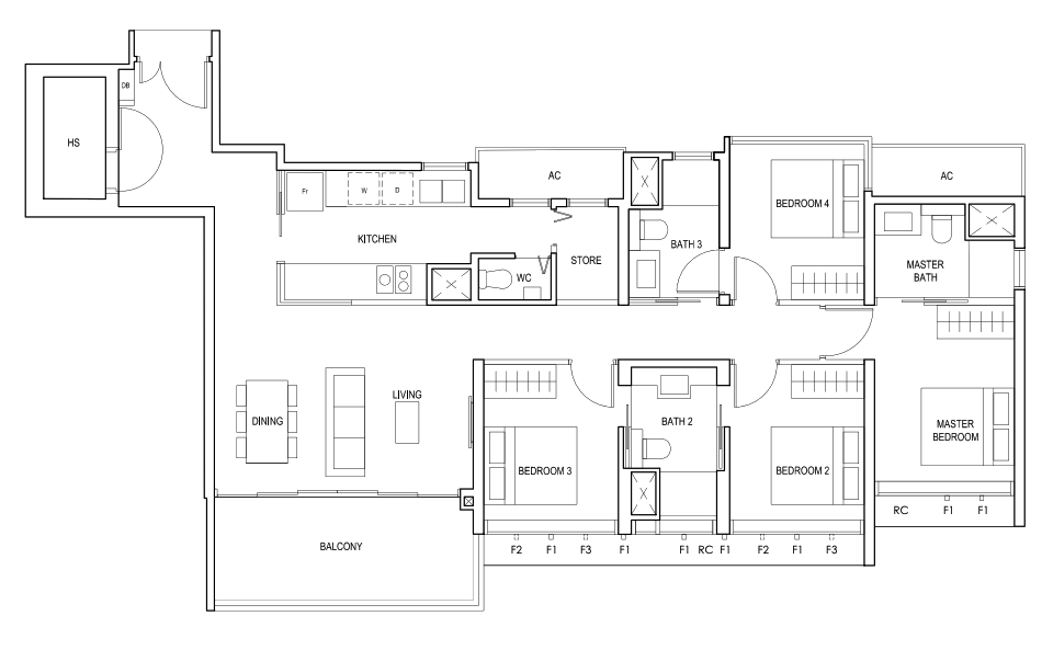 penrose 4 bedroom floor plan