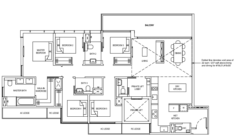 Florence Residences 5 bedroom floorplan