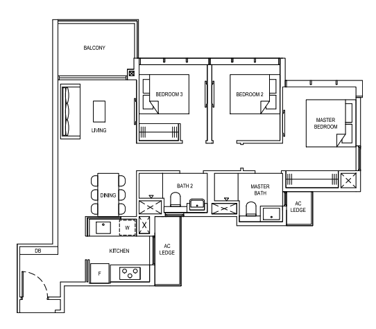 Florence Residences 3 bedroom floorplan