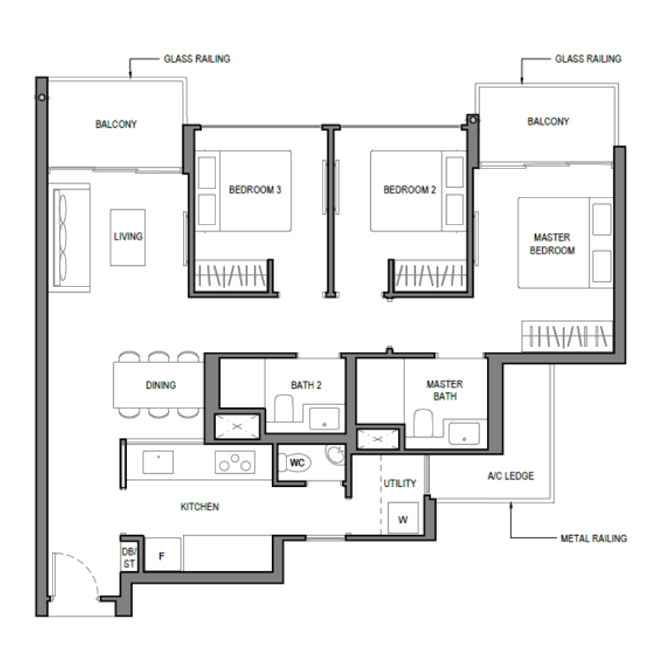 parc komo 3 bedroom floor plan