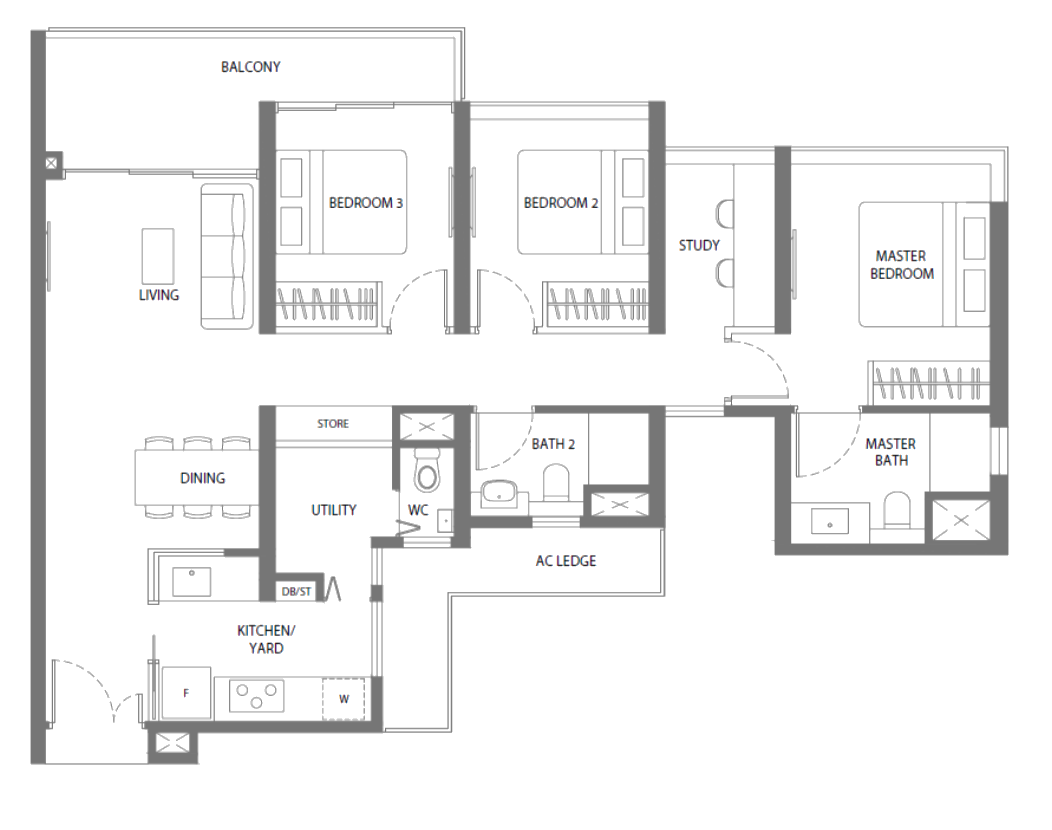 twin vew 3 bedroom floorplan