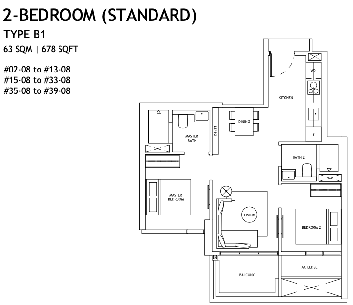 the landmark 2 bedroom floorplan
