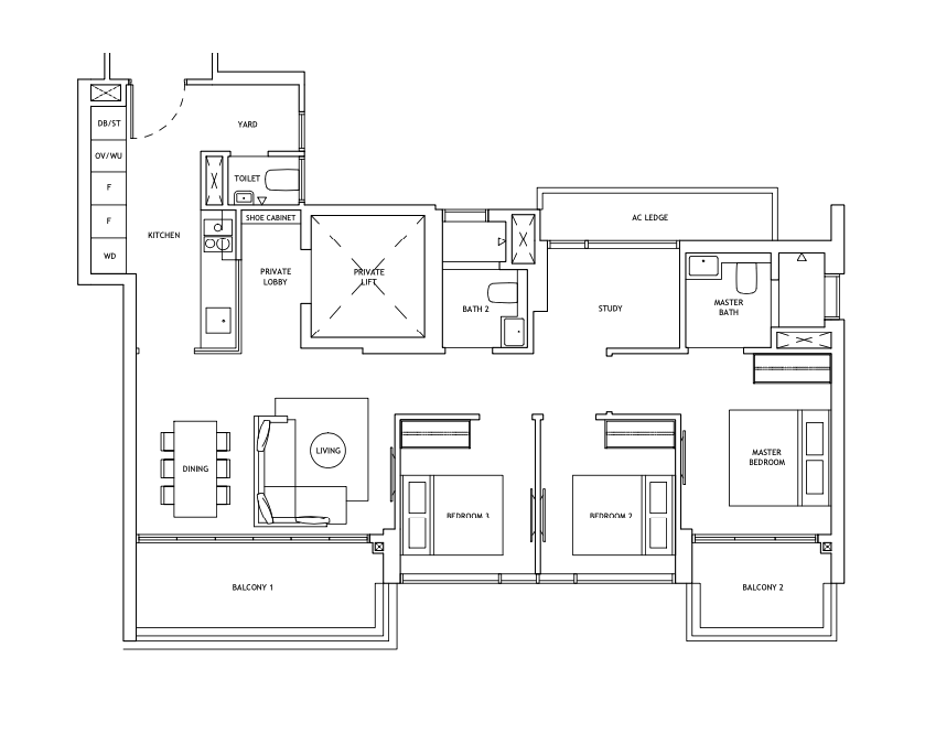 the landmark 3 bedroom floorplan