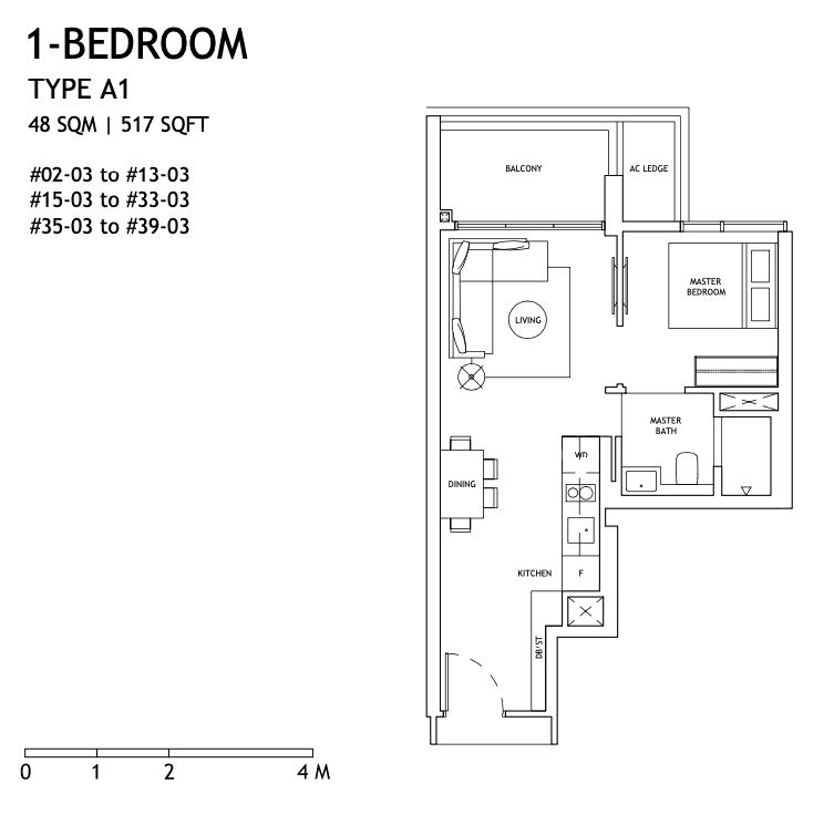 the landmark 1 bedroom floorplan