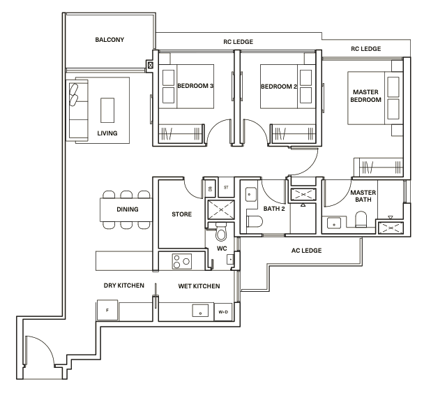 clavon 3 bedroom premium floorplan