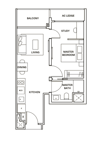 clavon 1 bedroom study floorplan