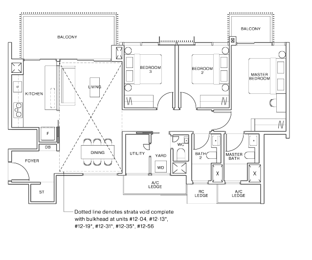 ki residences 3 bedroom floorplan