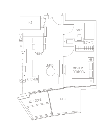 corals at Keppel Bay 1 bedroom floorplan