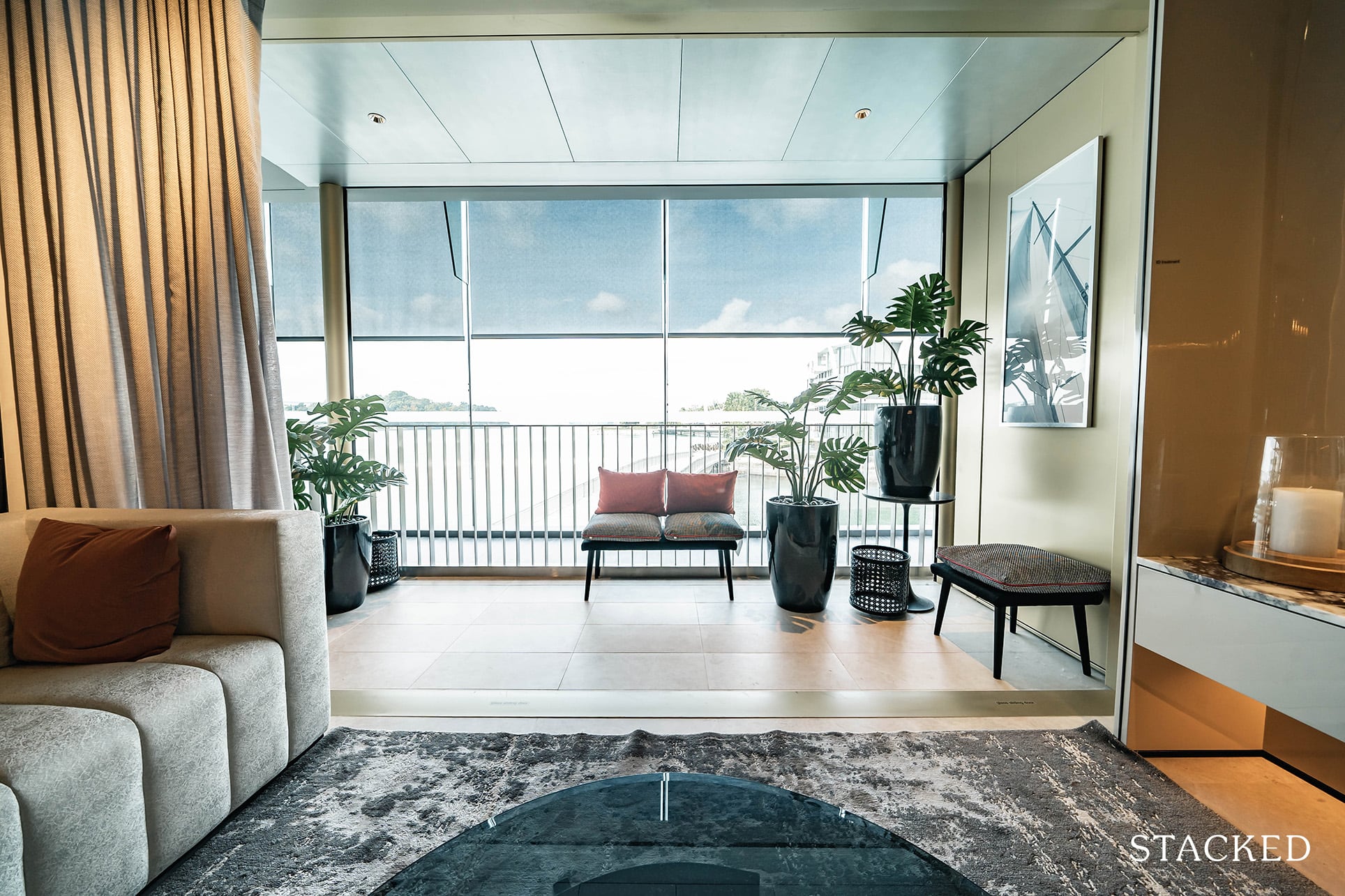the reef at king's dock 3 bedroom living balcony