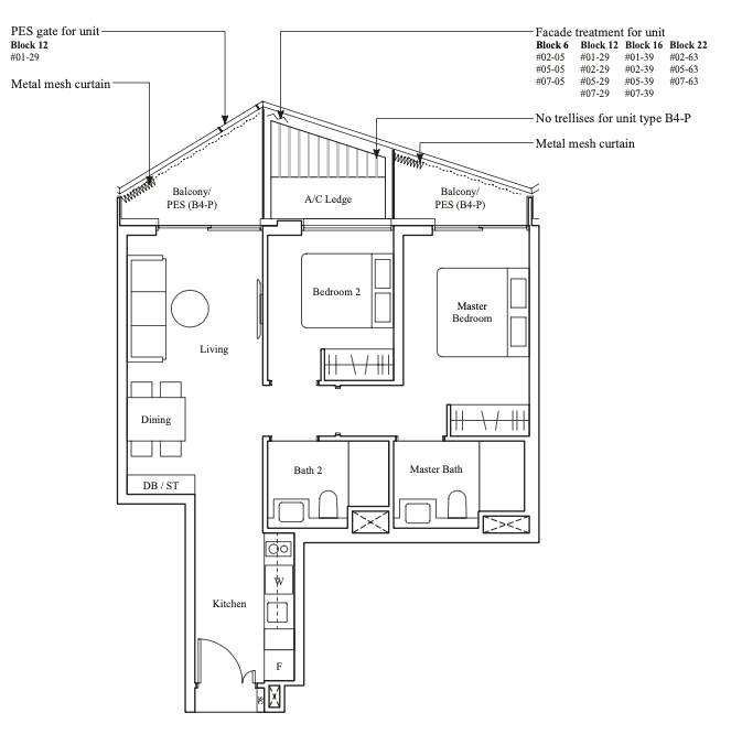 the reef at king's dock 2 bedroom floor plan