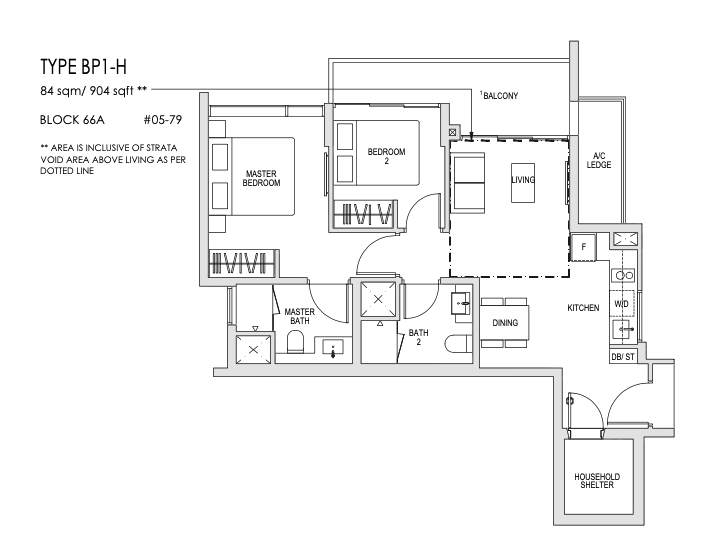 kent ridge hill residences 2 bedroom floorplan