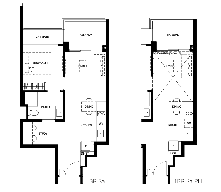 Normanton Park 1 bedrooms study floorplan