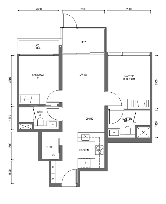 midtown modern 2b2b floorplan