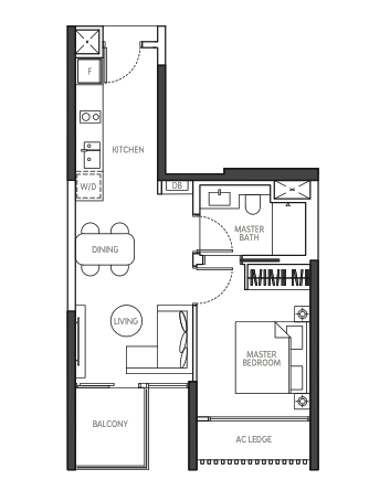 the atelier 1 bedroom floorplan