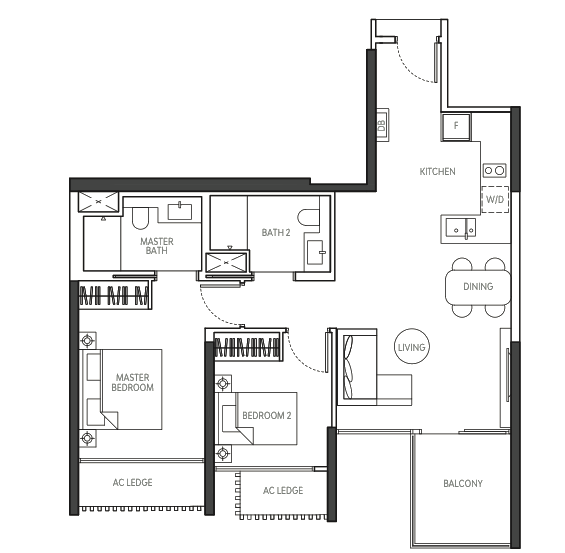 the atelier 2 bedroom floorplan