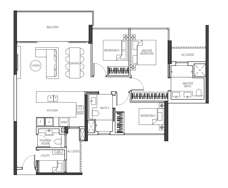 the atelier 3 bedroom floorplan