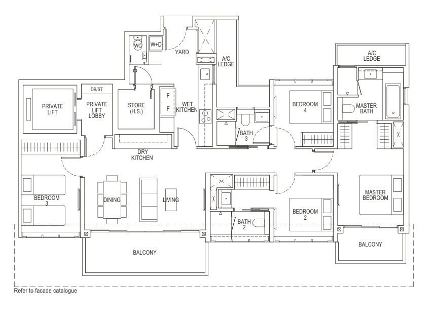 irwell hill residences 4 bedroom floor plan